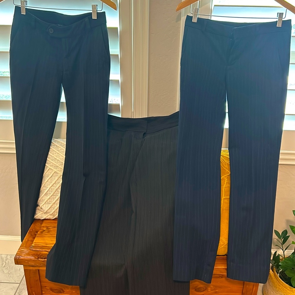 Dress pants. Black. Blue.  Brown. Pinstrip.